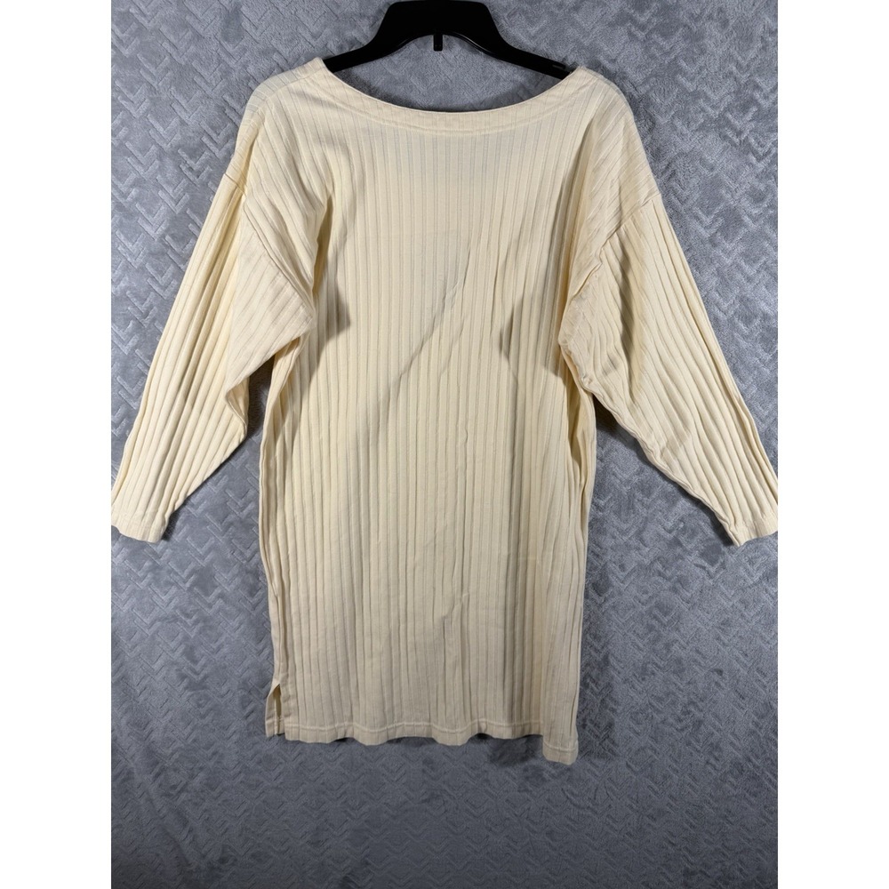 Vintage Victoria's Secret Ribbed Nightgown SZ Petite Small Yellow Knit Embroider - Picture 4 of 4